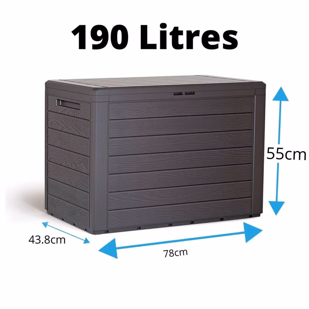 SPETLEK 190L Plastic Outdoor Garden and Balcony Storage Box in Brown – 2