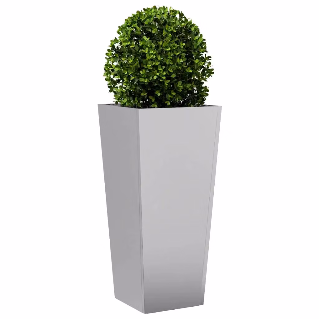 Berkfield Home Garden Galvanised Steel Planter Tubs, Grey, 2 Pack, W/D/H: 35 x 35 x 75 cm – 3
