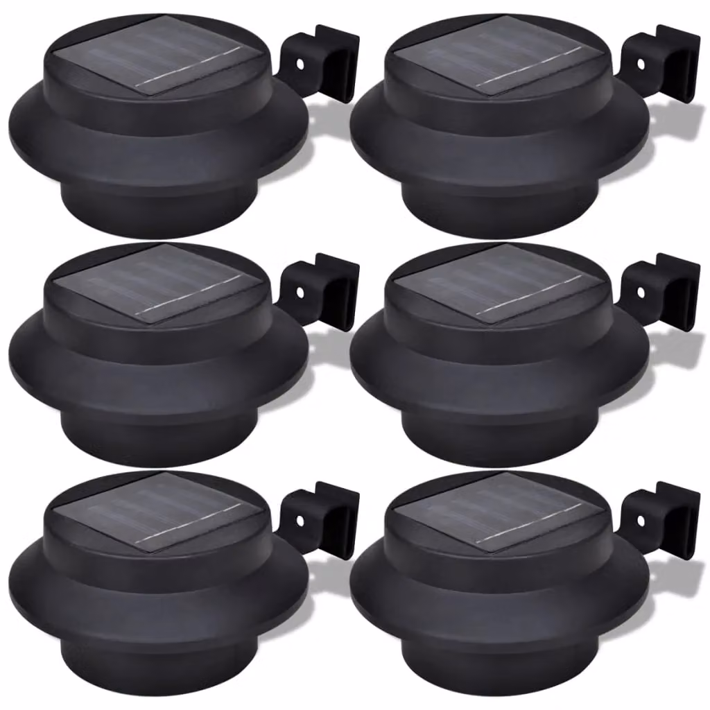 Berkfield Home 6 Piece Outdoor Solar LED Fence and Gutter Light Set in Black – 2
