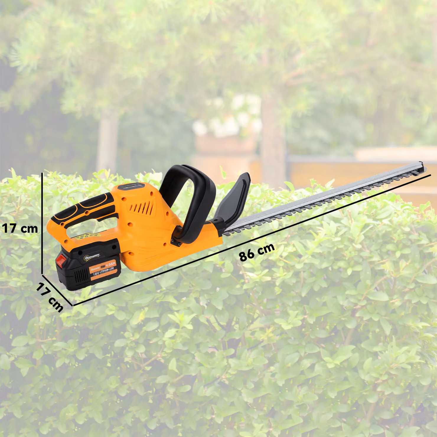 Outsunny Cordless Orange Hedge Trimmer with 51cm Blade, Brushless Motor and 2 x 4.0Ah Rechargeable Batteries – 3
