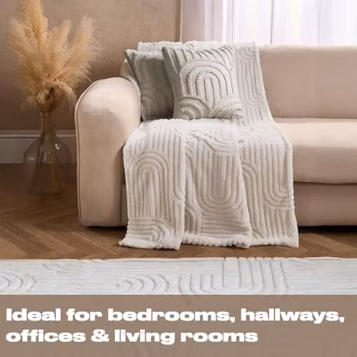 OHS Hand Tufted Geometric Arches Rug in Beige, Non-Slip Modern Rectangular Floor Carpet for Living Room or Bedroom, W: 80 cm, L: 150 cm – 2