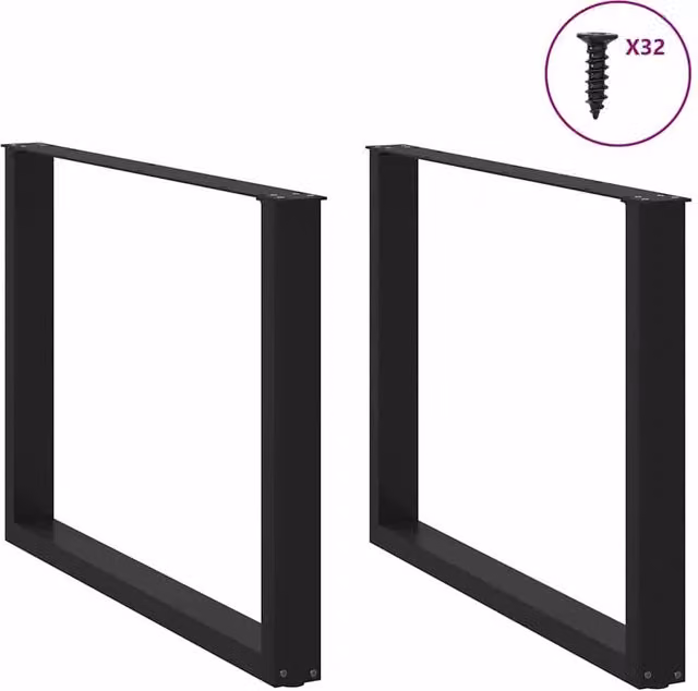 Berkfield Home Modern U-Shaped Coffee Table Legs in Black Steel, 2 Pieces, W: 100 cm, H: 72.5 cm