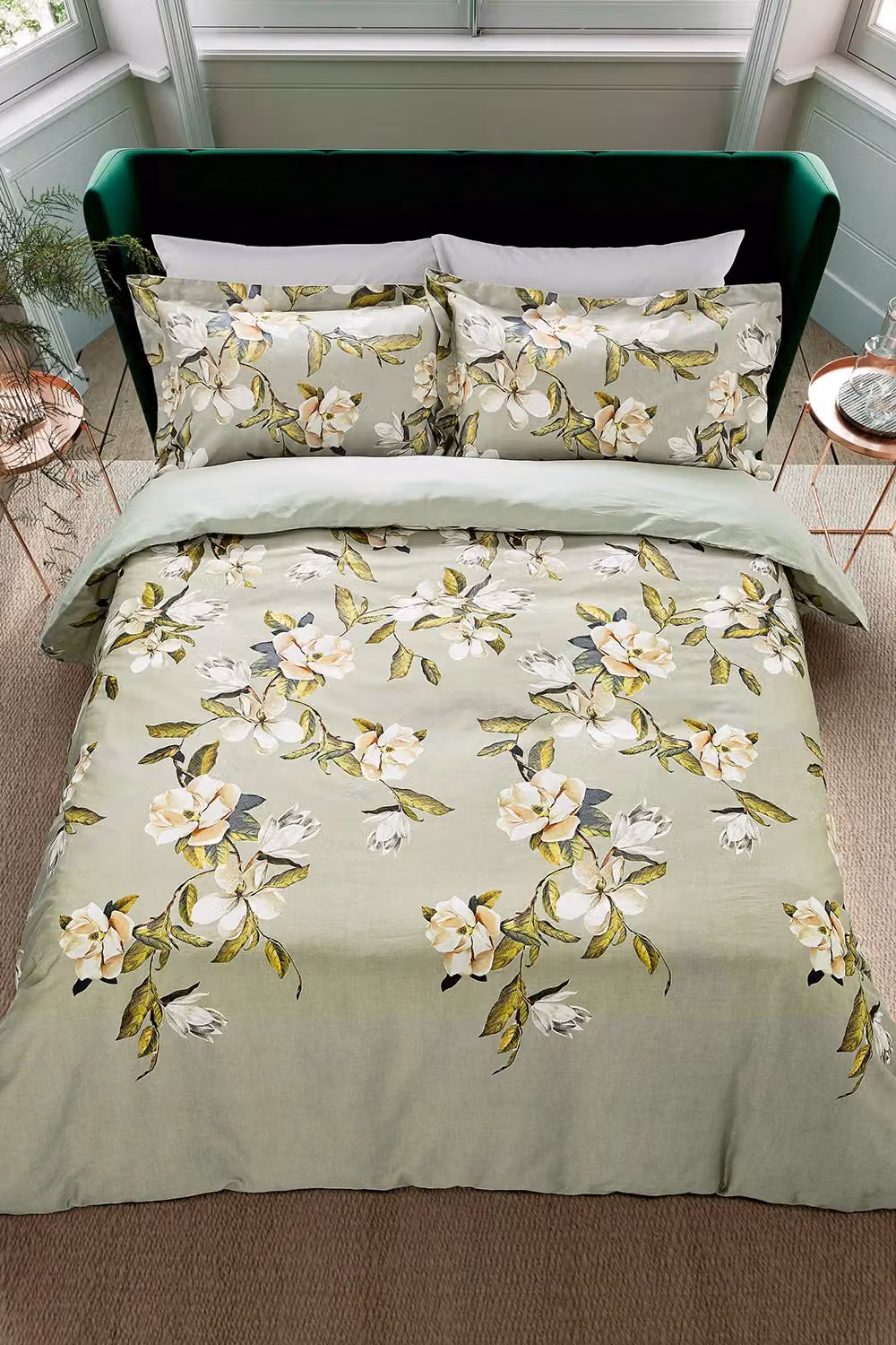 Ted Baker Opal Floral Green Cotton Mako Satin Duvet Cover and Pillowcase Set, W: 180 cm, H: 200 cm – 4