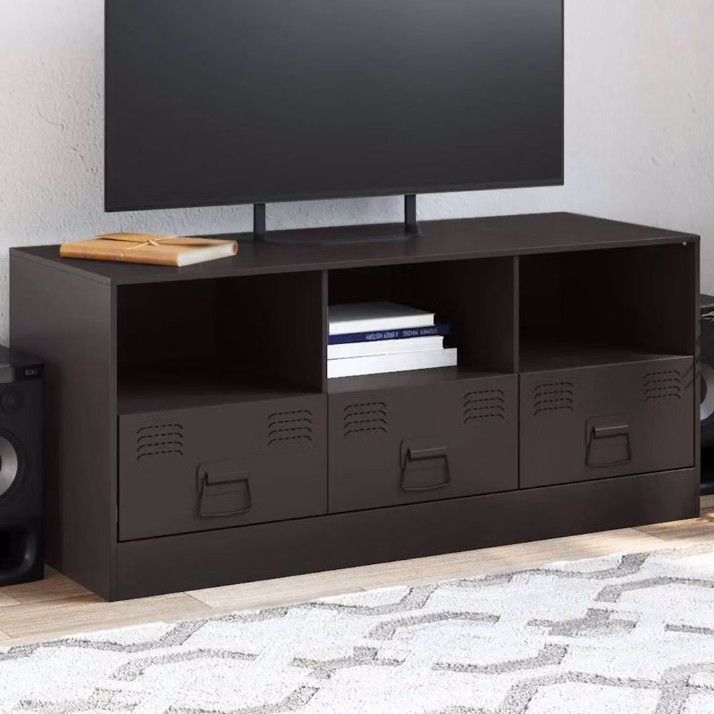 Berkfield Home Matt Black Metal TV Cabinet W/D/H: 99 x 39 x 44 cm – 2