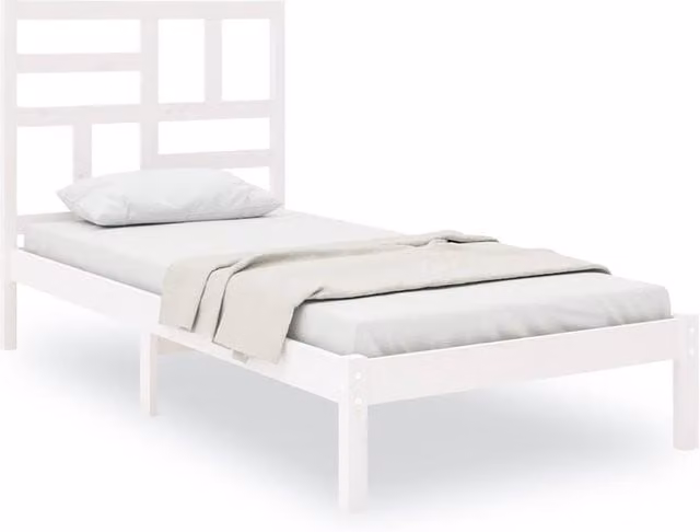 Berkfield Home White Solid Pine Wood Bed Frame W/D/H: 100 x 200 cm