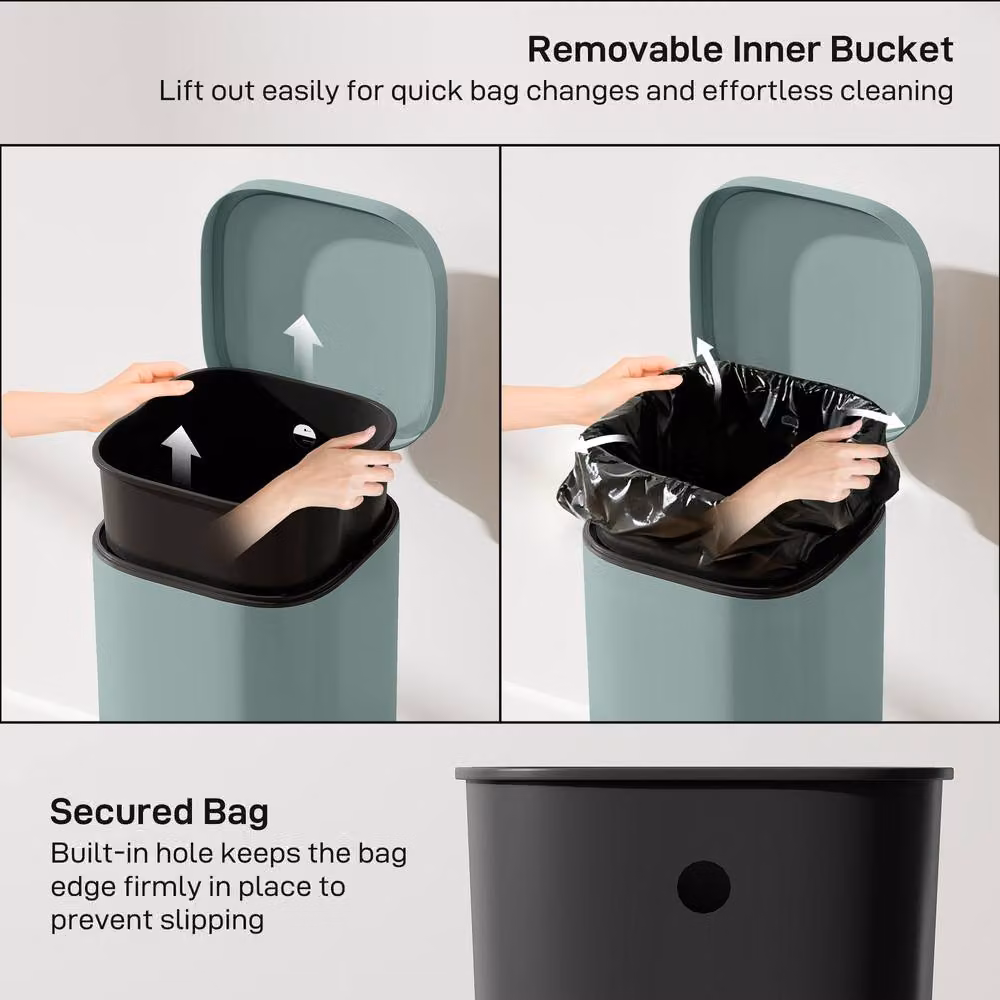 STILVORA 30L Green Metal Pedal Kitchen Bin with Soft-Close Lid and Removable Inner Bucket – 4