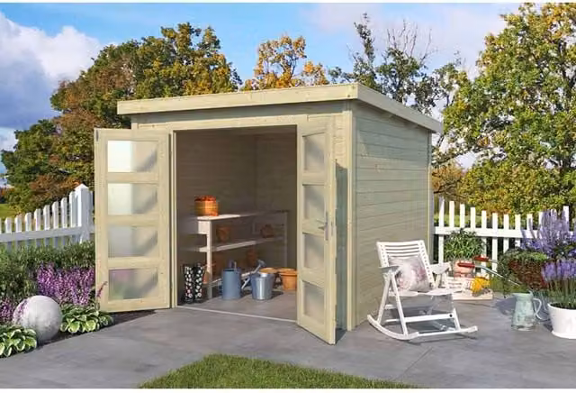 Lasita Maja Ltd Zambezi 5-Log Cabin Garden Room and Home Office in Light Green, W: 324.8 cm, D: 270 cm, H: 210.9 cm – 1