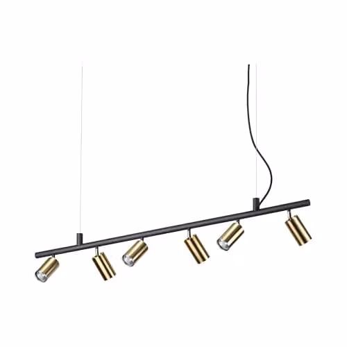 Ideal Lux Modern 6-Light Indoor Spotlight Ceiling Pendant Lamp in Brass Satin with GU10 Base