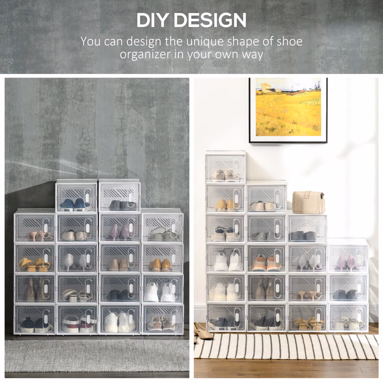 HOMCOM Modular DIY Storage Unit with 18 Cubes and Dust-Proof Hinged Doors – 3