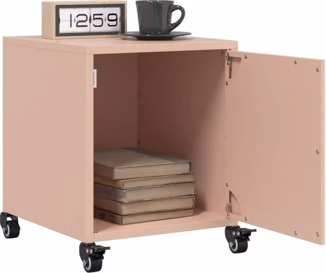 Berkfield Home Set of 2 Pink Metal Bedside Cabinets, W/D/H: 36 x 39 x 43.5 cm – 1