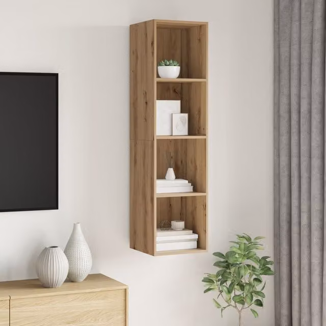 Berkfield Home Artisan Oak TV Cabinet in Brown, W/D/H: 37 x 37 x 142.5 cm – 1
