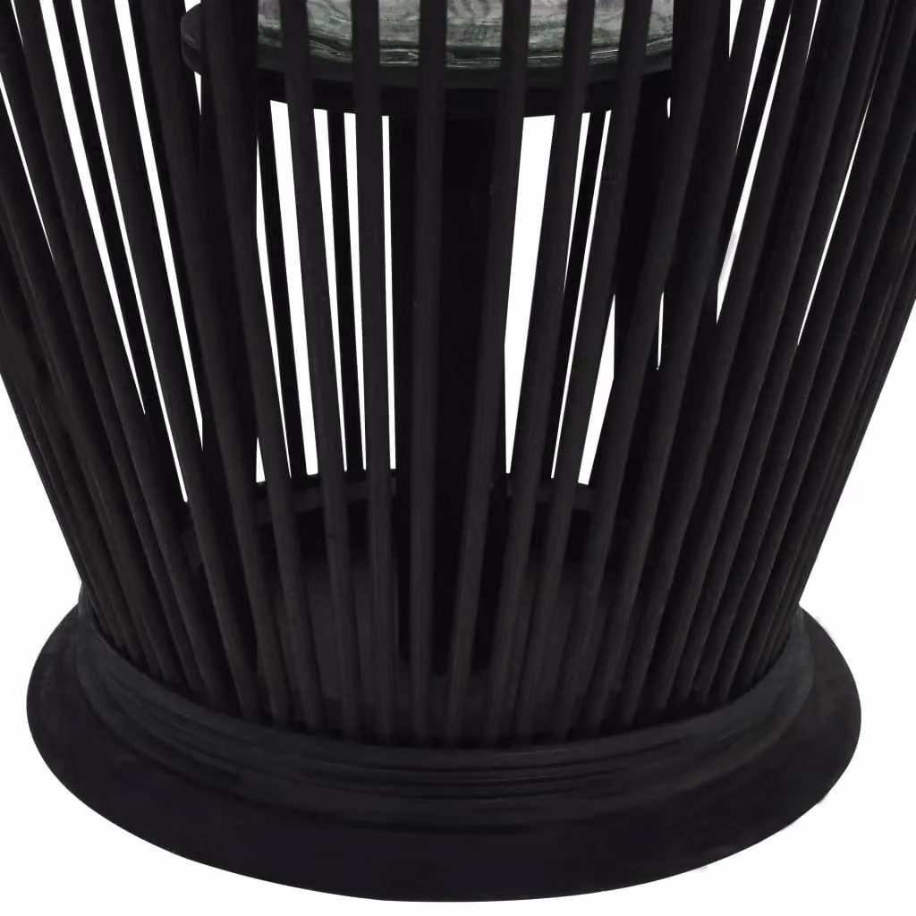 Berkfield Home Hanging Bamboo Candle Lantern Holder, Black, Height: 60 cm – 3