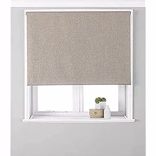 Riva Home Eclipse Blackout Roller Blind in Sand/Beige Polyester, W: 61 cm, H: 162 cm