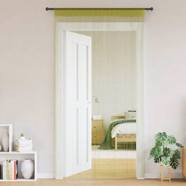 Berkfield Home Green String Curtains, 2 Pack, W: 140 cm, H: 250 cm