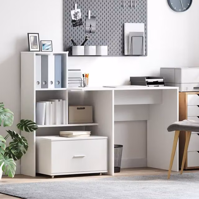 Berkfield Home Drawer Cabinet with Castors, White, W: 55 cm, D: 45 cm, H: 33.5 cm – 1