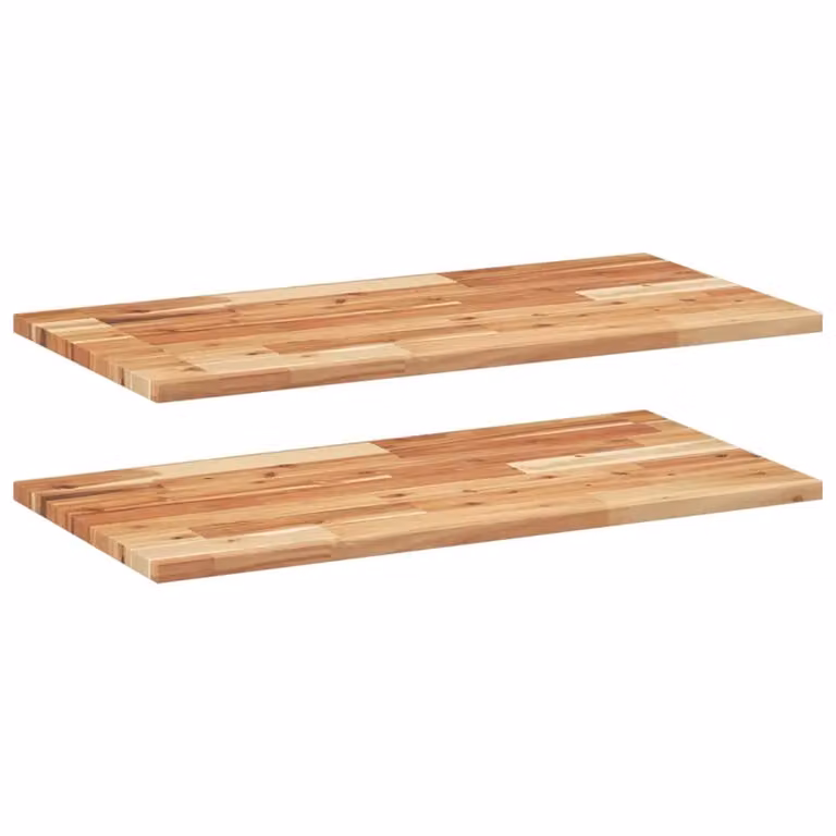 Berkfield Home Set of 2 Brown Oil Finished Solid Wood Acacia Floating Shelves, W: 60 cm, D: 40 cm, H: 2 cm