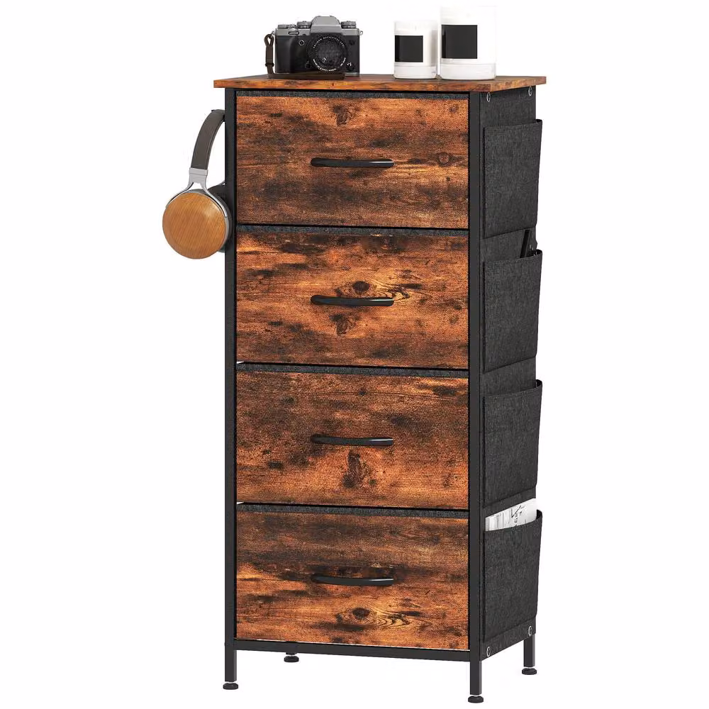 ERGOVEXA Chest of Four Fabric Drawers in Rustic Brown – 3