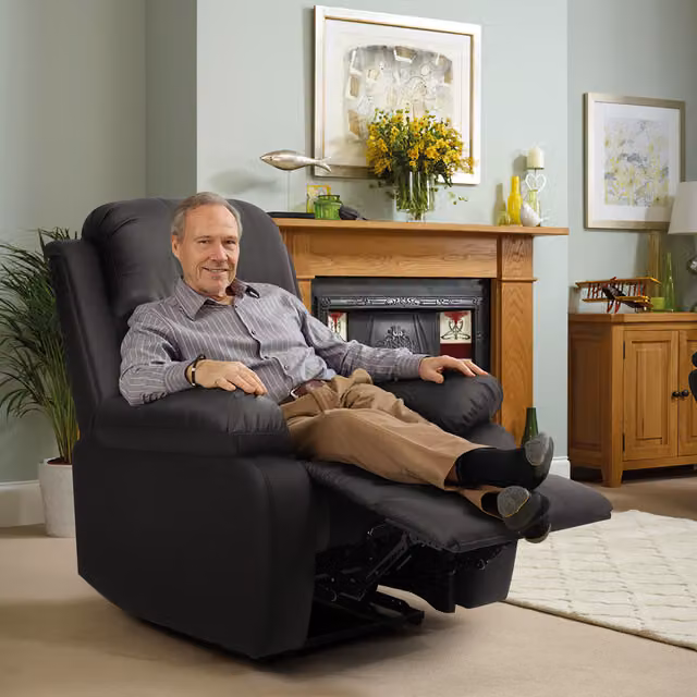 Comfy Living Modern Black Bonded Leather Reclining Chair with Armrests