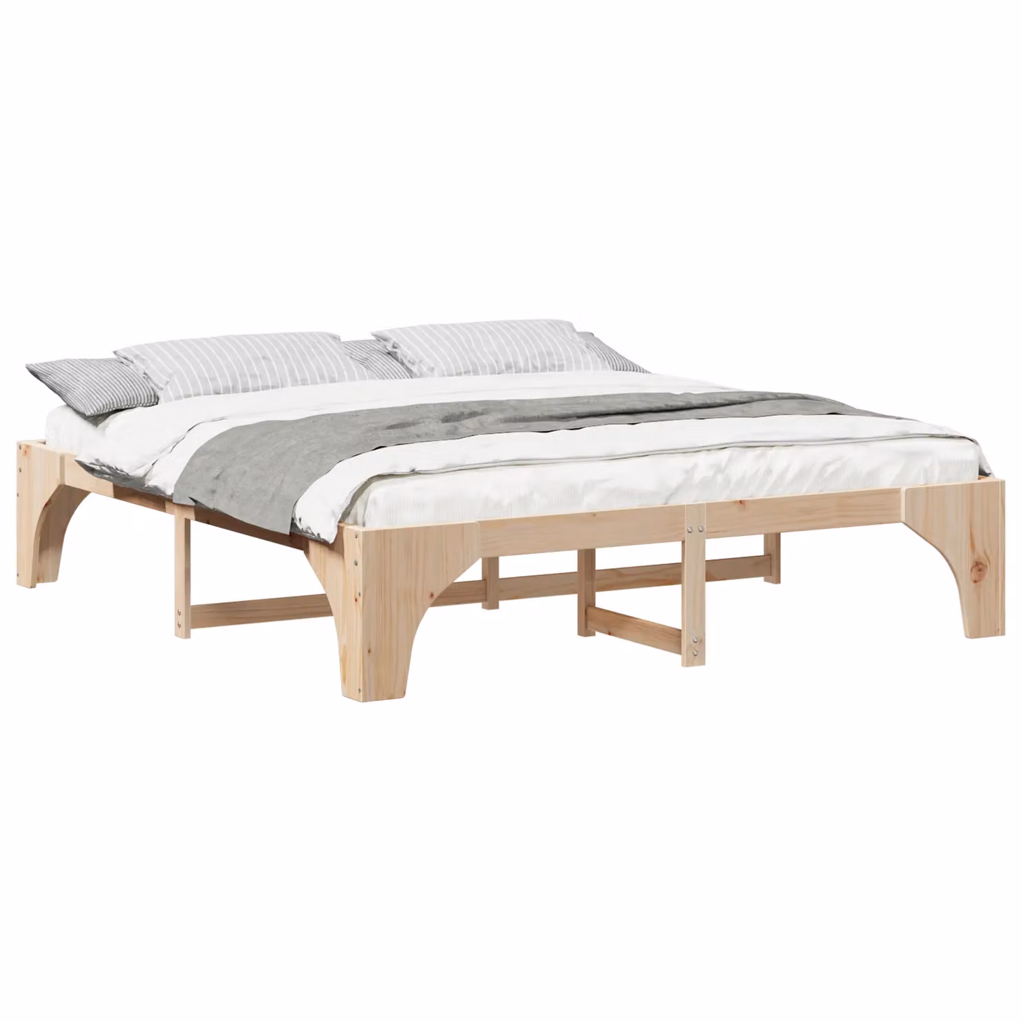 Berkfield Home Floor Bed Frame with Lift Up Storage in Brown Solid Pine Wood W/D/H: 180 x 200 cm – 2