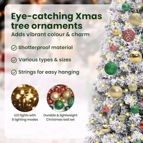 vidaXL Artificial Hinged Christmas Tree in Green and White, Height: 120 cm – 6