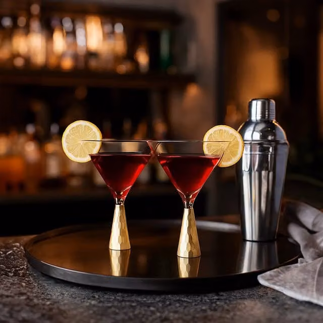 Orsina Set of 2 Geometric Cocktail Glasses with 250ml Capacity, Gold and Transparent – 1