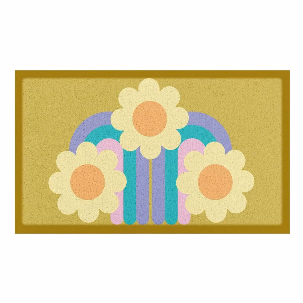Artsy Mats Elizabeth Olwen Three Flowers Indoor/Outdoor Doormat in Yellow, W/D: 70 x 40 cm – 2
