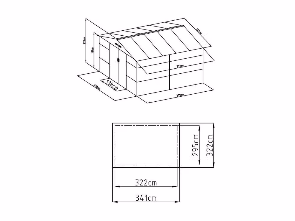 Vente-unique ADELMO Galvanised Steel Garden Shed in Grey Wood Effect with Double Doors and Window, 10.98 m2 – 3