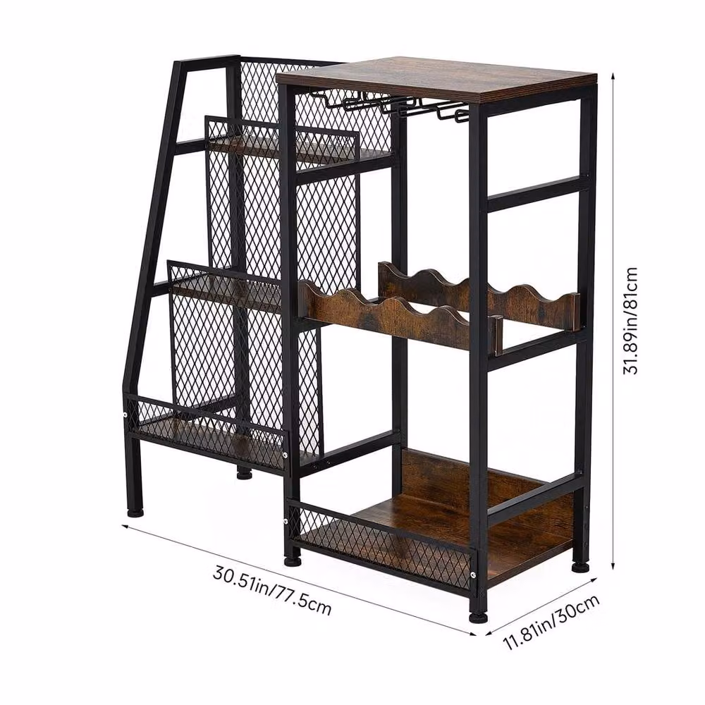 FORGEVIO Industrial Corner Wine Rack and Rustic Drinks Display Cabinet in Multicolour, W/D/H: 30 x 30 x 80 cm – 2