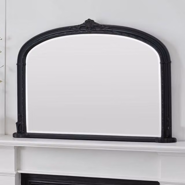 Yearn Victorian Arched Bevelled Overmantle Wall Mirror in Black