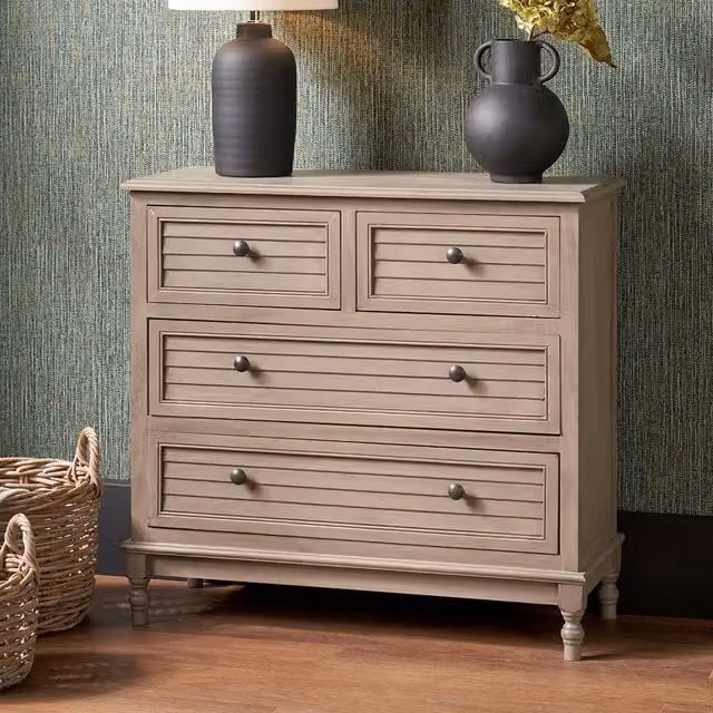 Pacific Lifestyle Mid-Century Pine 4 Drawer Unit in Black, Gold, Orange or Beige