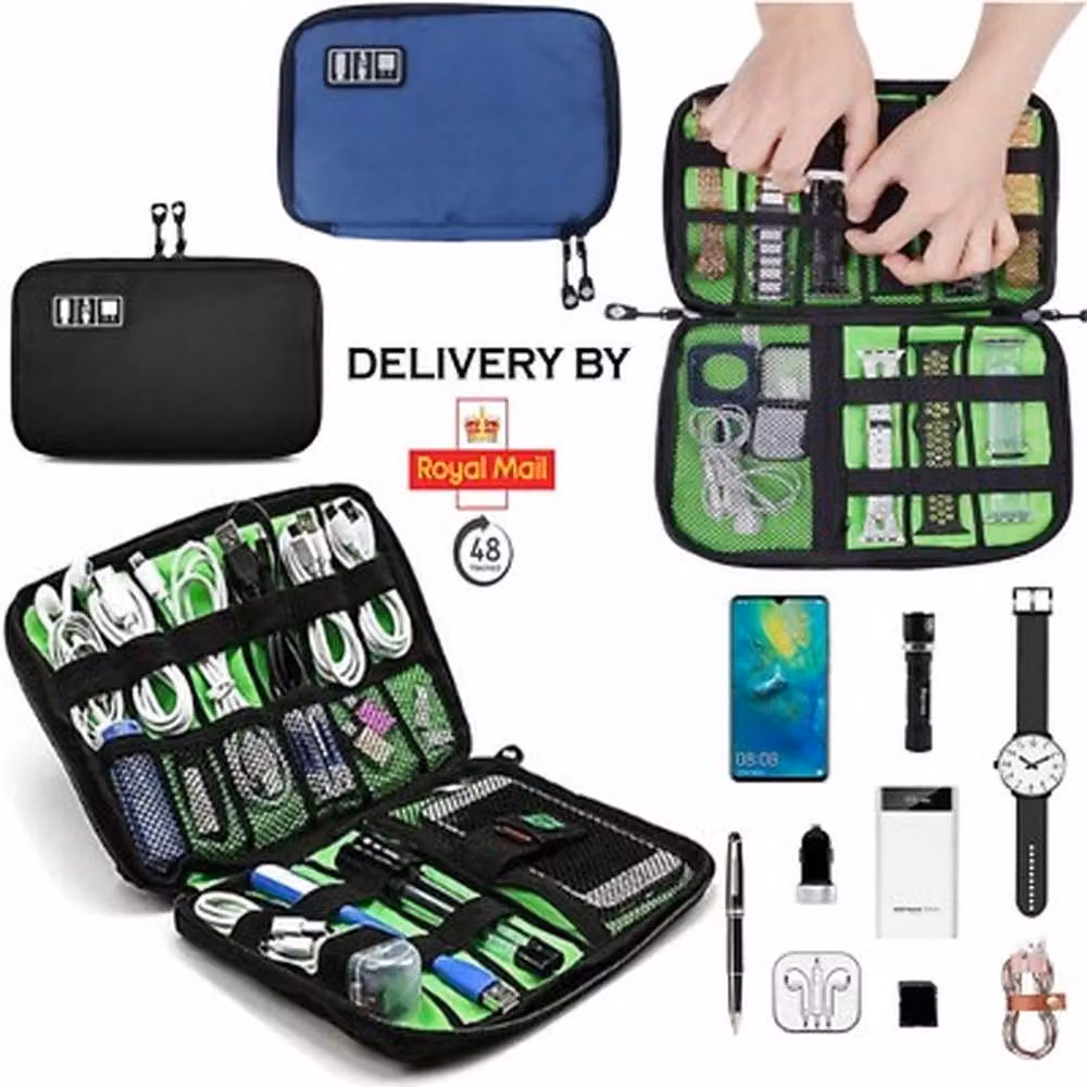 NESTLUNE Travel Electronic Accessories Storage Bag in Black, Width: 90 cm – 6