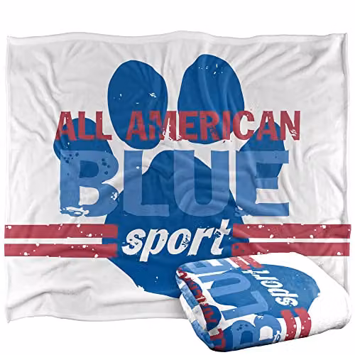 LOGOVISION Blue and White Sporty Fleece Throw Blanket, W/D/H: 152 x 127 cm – 1