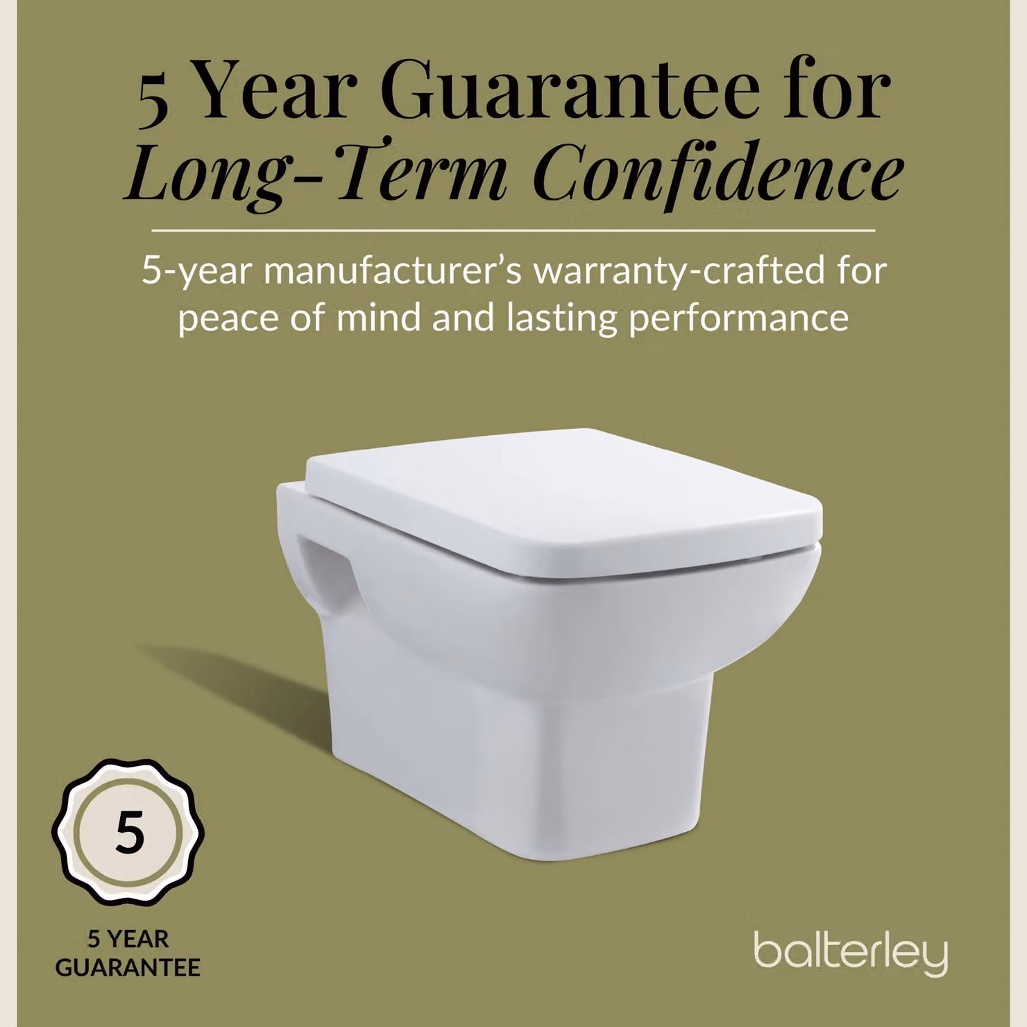 Balterley Alba Square Wall Hung Ceramic Rimless Toilet Pan with Soft Close Seat, White, W: 40.0 cm, D: 52.5 cm, H: 40.0 cm – 4