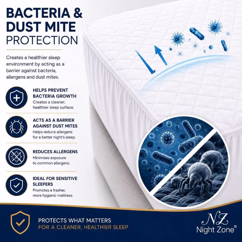 Homes-Linen Waterproof Quilted Microfibre Mattress Protector in White, King Size, W/D/H: 180 x 200 x 30 cm – 2