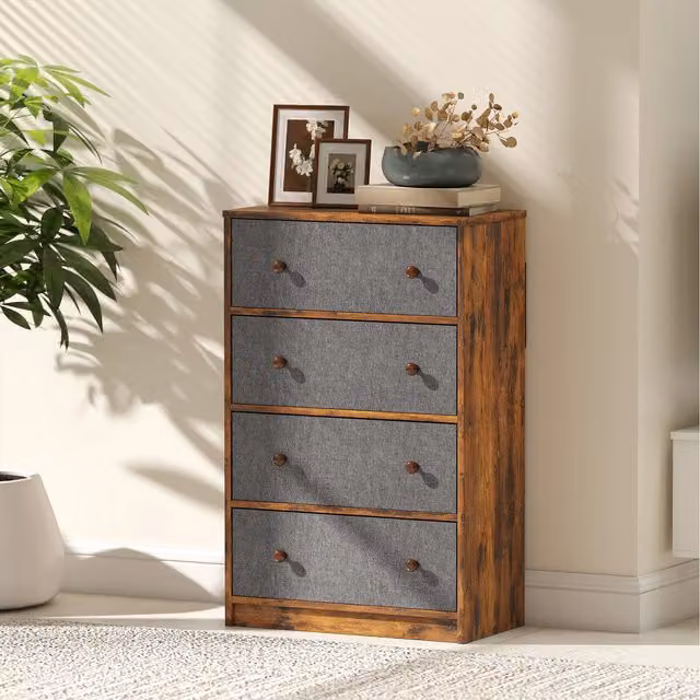 HOMCOM Black Metal Double Dresser with 4 Drawers, Width: 86 cm