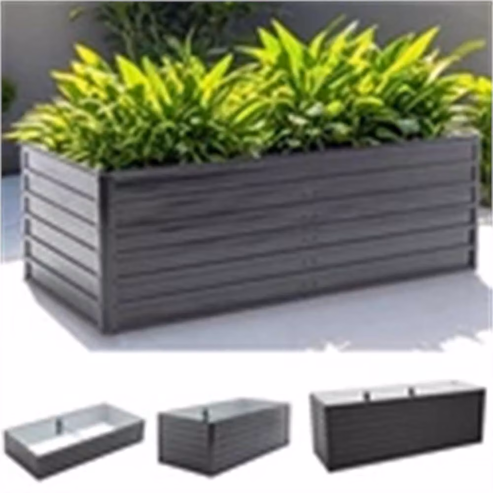 Nordara Black Metal Raised Bed Outdoor Planter for Vegetables and Flowers W: 238 cm, D: 82 cm, H: 82 cm – 4
