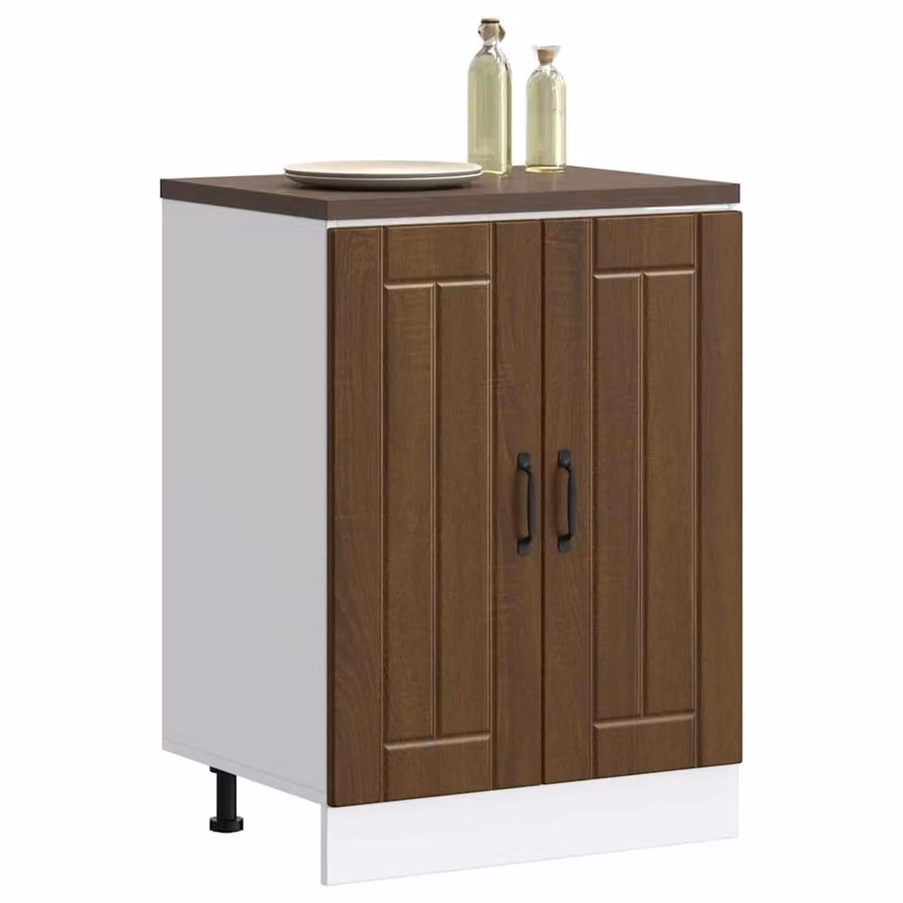 Berkfield Home Lucca Brown Oak Freestanding Kitchen Sink Unit with Hinged Doors – 2