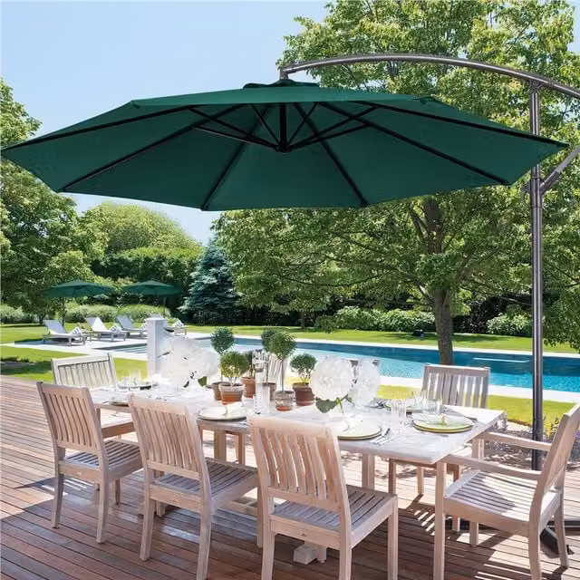 Yaheetech Green Adjustable Cantilever Patio Umbrella Banana Parasol