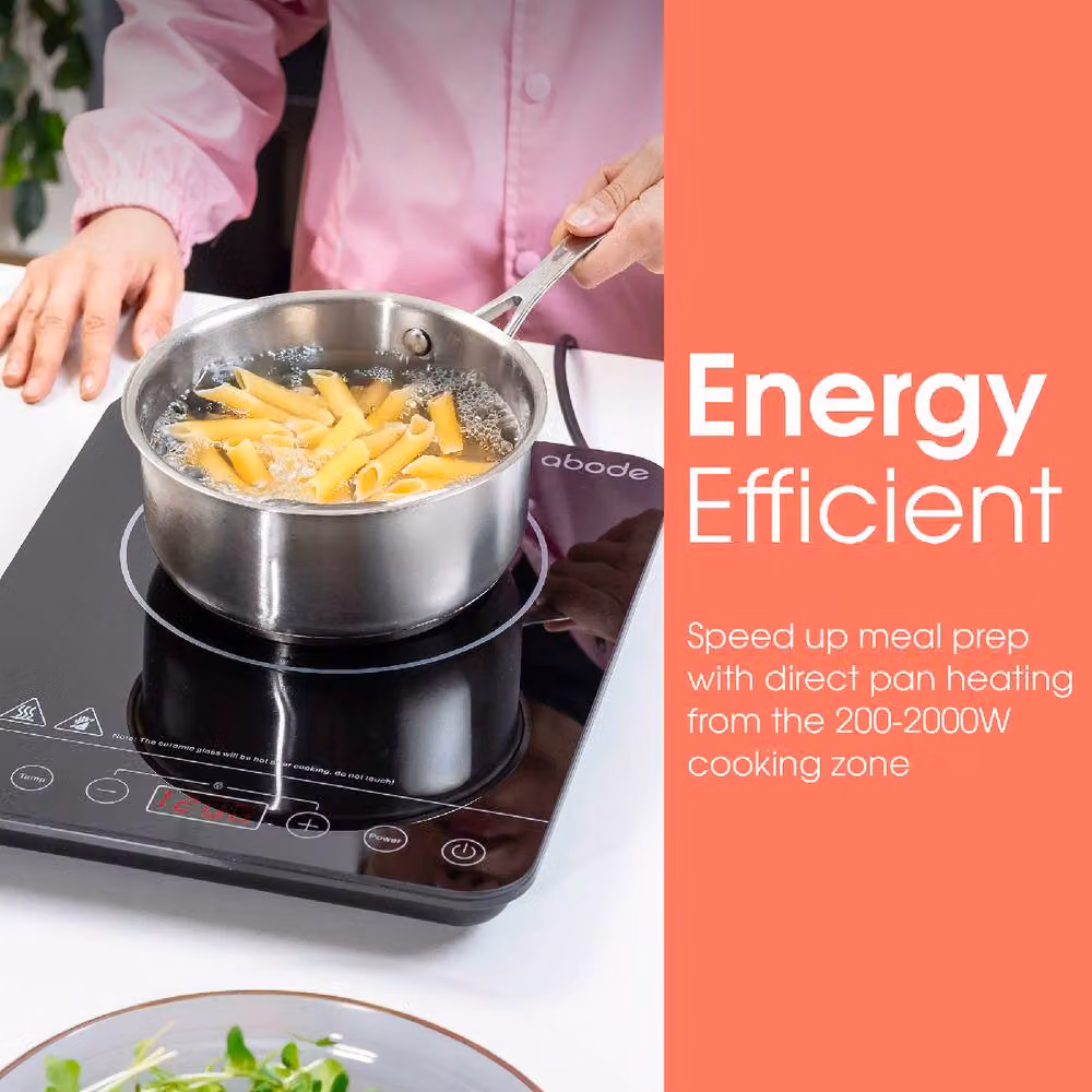Abode AINDH1002 Portable Single Induction Hob in Black with Digital Touch Control, 2000W, 10 Heat Settings and Timer – 5
