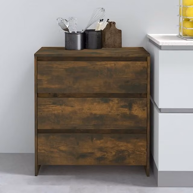 Berkfield Home Smoked Oak Sideboard in Brown, W/D/H: 70 x 41 x 75 cm