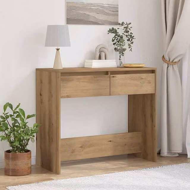 Berkfield Home Artisan Oak Console Table in Brown, W/D/H: 89 x 41 x 76.5 cm – 1