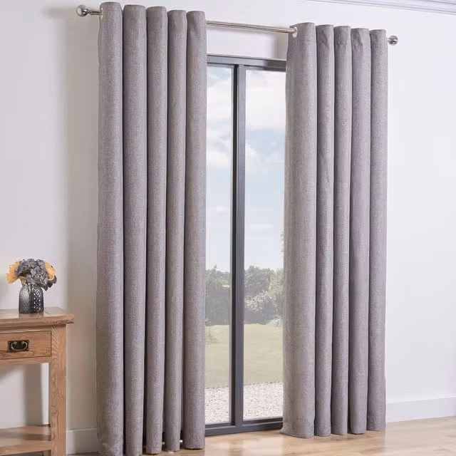 My Home Silver Grey Thermal Insulating Blackout Eyelet Curtains