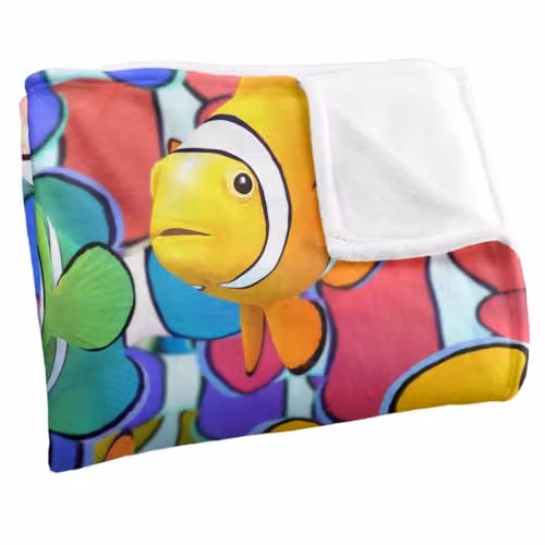 JQ Licensing Royce Mcclure Clown Fish Clown School Pattern Super Soft Fleece Throw Blanket, Multicolour, W/D/H: 91 x 147 cm – 3