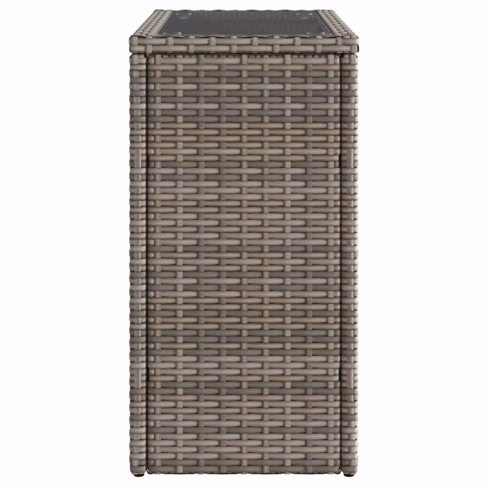 Berkfield Home Grey Poly Rattan Garden Side Table with Glass Top, W: 58 cm, D: 27.5 cm, H: 55 cm – 3