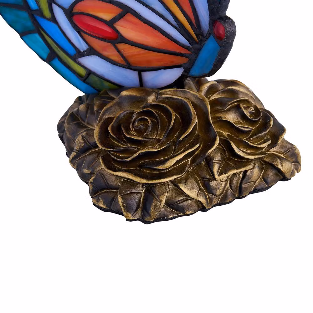 First Choice Lighting Betty Multicolour Tiffany Butterfly Table Lamp in Bronze and Gold/Brass – 3