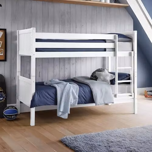 Julian Bowen Bella White Wooden Bunk Bed Frame W/D/H: 90 x 200 cm