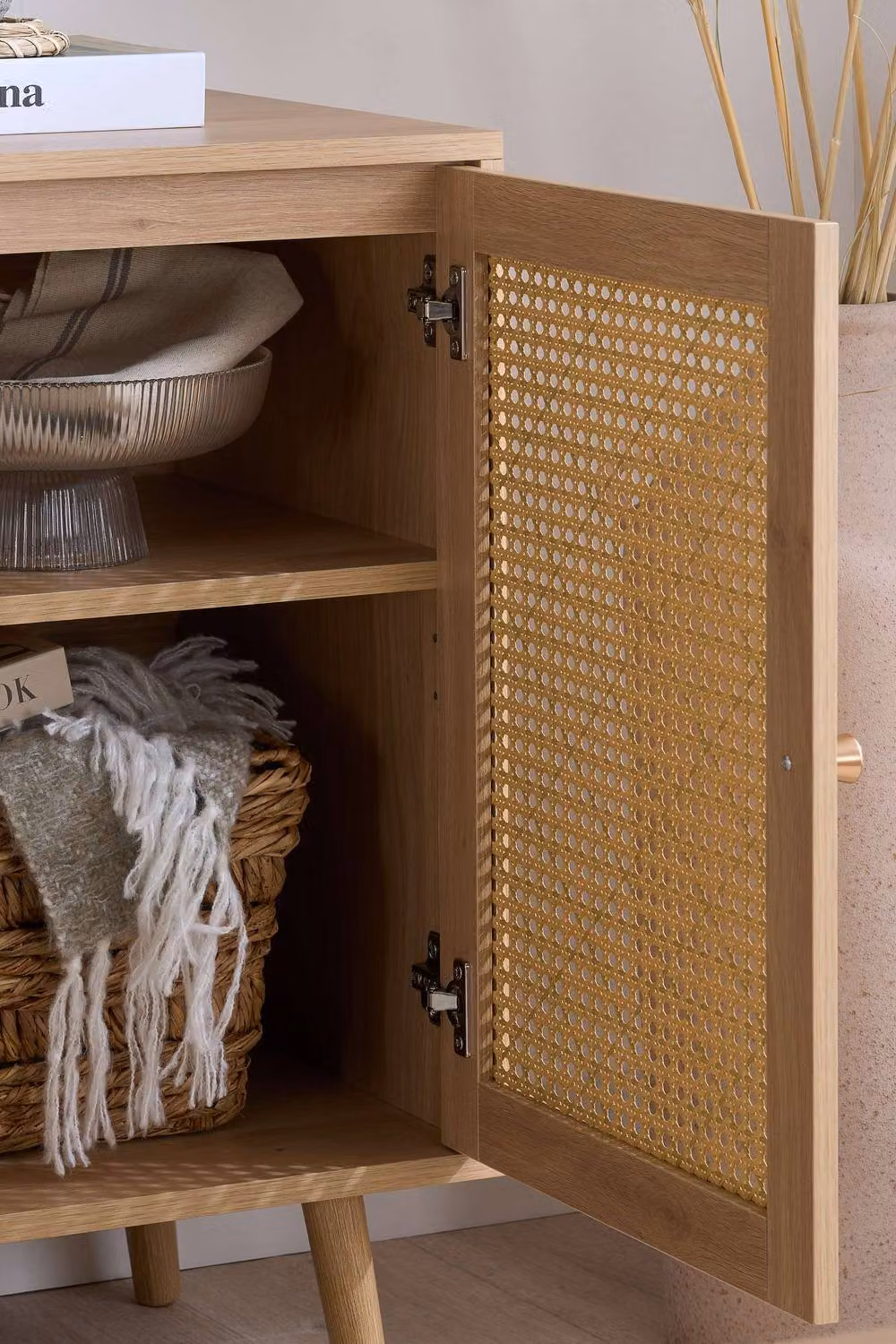 Birlea Croxley 2 Door Oak and Rattan Sideboard in Brown – 2