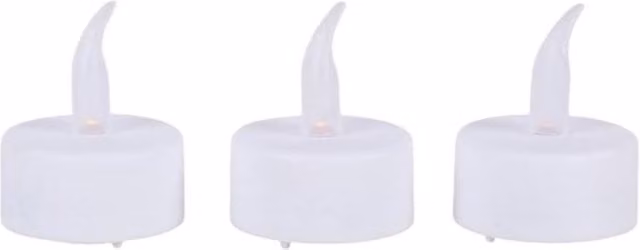KDMD Pack of 3 White LED Battery Operated Flickering Tealight Candles – 1