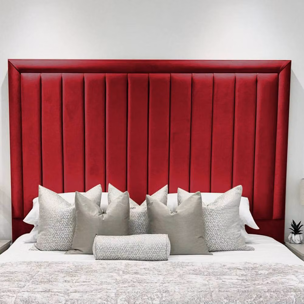 Living Comfort Bedz Hampton Upholstered Slatted Base Bed with 54-Inch Panel Headboard in Red Velvet, Size: 120 x 200 cm – 2