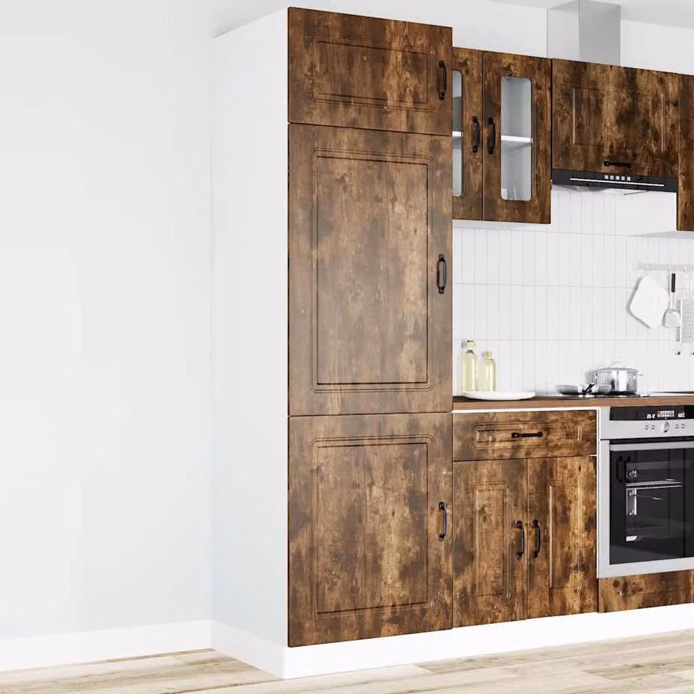 Berkfield Home Kalmar Kitchen Cupboard in Smoked Oak Brown, W/D/H: 57.0 x 60.0 x 207.0 cm – 2